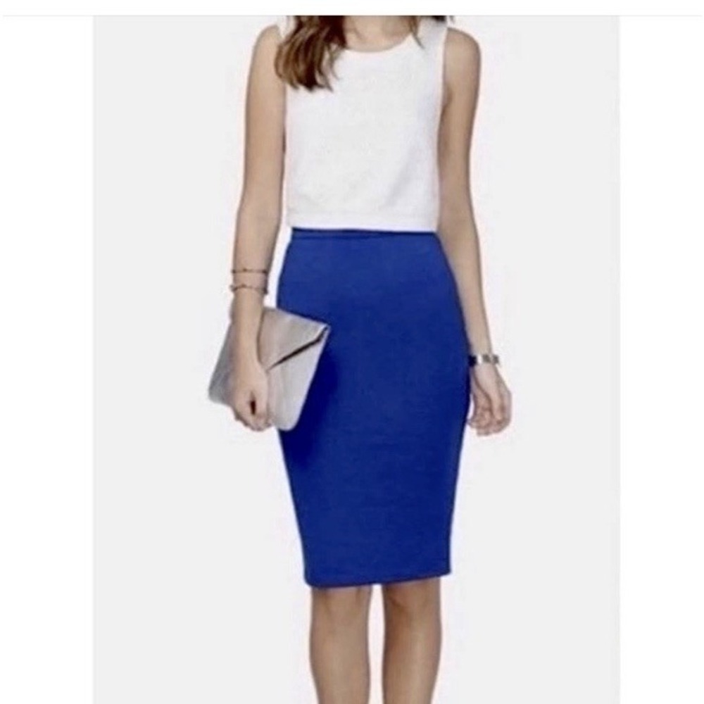J. CREW No 2 Pencil Skirt Blue Wool Bright Indigo Sz 4 #36551